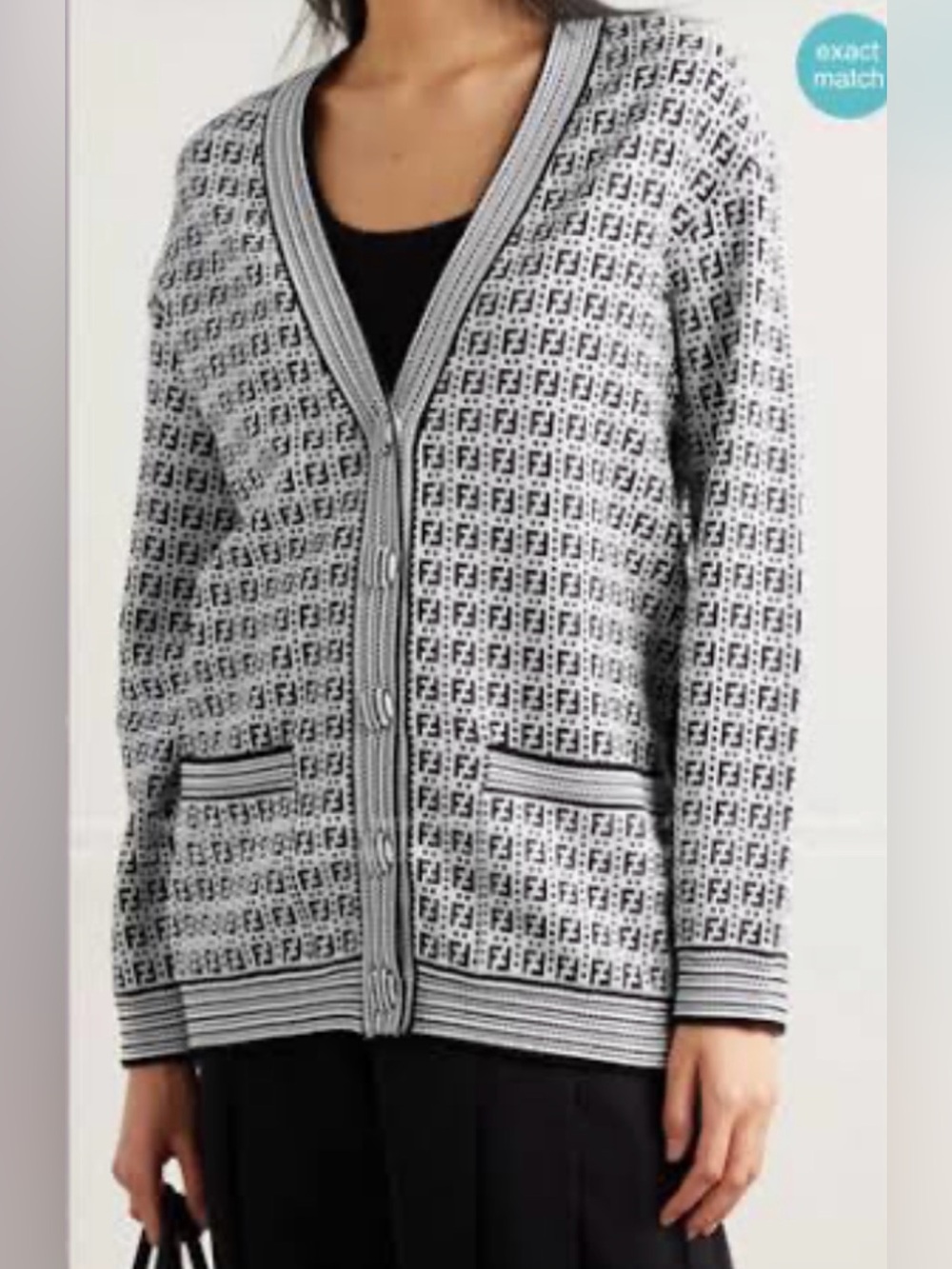 Fendi Black and White Patterned Cardigan